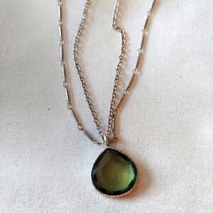 Silver Toned Double Chain Necklace